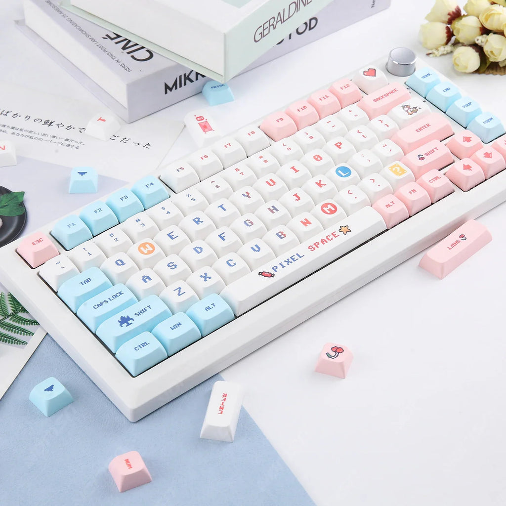 Candy Colorful 124 Keycaps XDA PBT Cartoon Keyboard Dye Sublimation for DIY Custom Mechanical Gaming Wear-Resistant Keycaps Kit